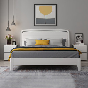 掌上明珠家具亮光漆床1.8米卧室1.5米板式双人床成套家具双人床