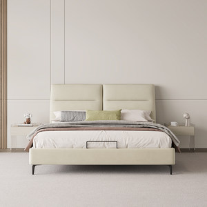 掌上明珠家居23年新款轻奢韶华软床主卧头层牛皮真皮软靠包双人床