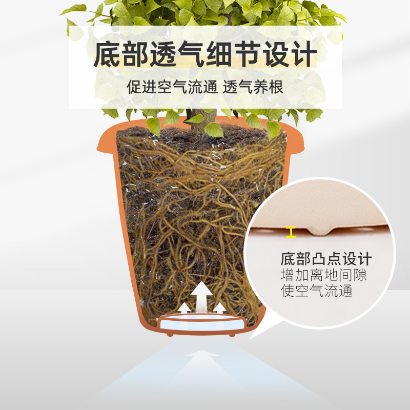 爱丽思仿陶瓷长钵浮雕花盆爱丽丝阳台塑料加厚树脂圆形多肉花盆