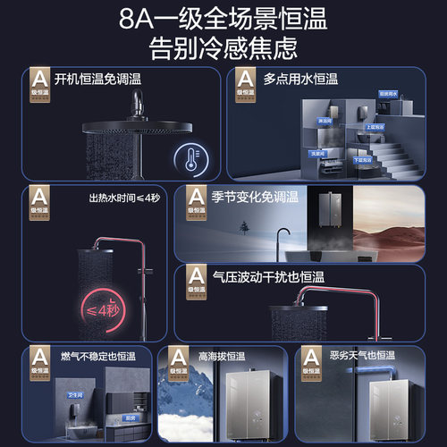 华帝燃气热水器G5S家用天然气16L恒温增压一级能效零冷水571D - 图2