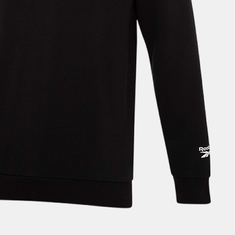 Reebok锐步官方男女款黑色基础LOGO款时尚经典圆领套头长袖卫衣