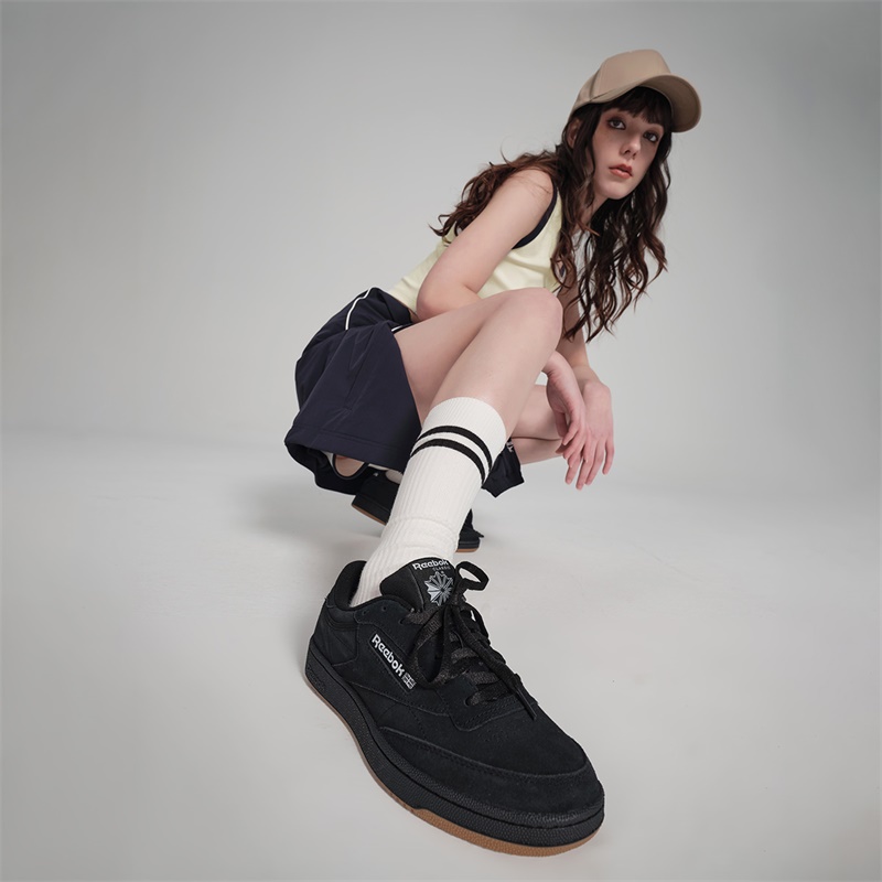 Reebok锐步官方男女情侣Club C 85黑武士复古百搭运动休闲板鞋