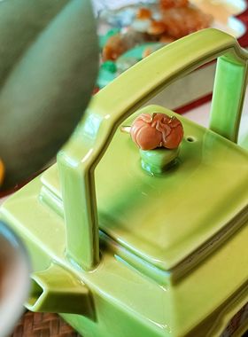 琉梨集并蒂桃子蝙蝠有机宝石镶嵌银镀金开口戒指国风汉服旗袍配饰