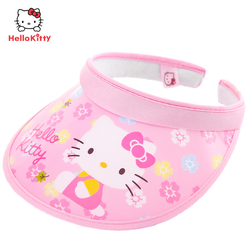 正品Hello kitty女童帽子KT貓遮陽帽空頂夏幼兒童寶寶防晒太陽帽