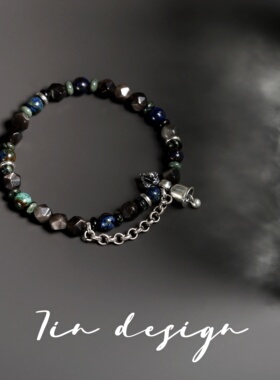 7in 925银手链【零点】原创小众设计复古手作个性黑色情侣925手链