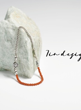 7in 925银手链 【千禧】原创小众设计复古红色星星新年银手链