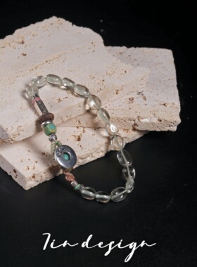 7in 925银木质手链【青苹果】原创小众设计复古手作绿色s925手链