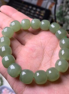 原矿青海料老型珠手串和田玉晴水老型手链料子细润无瑕疵摆件人物