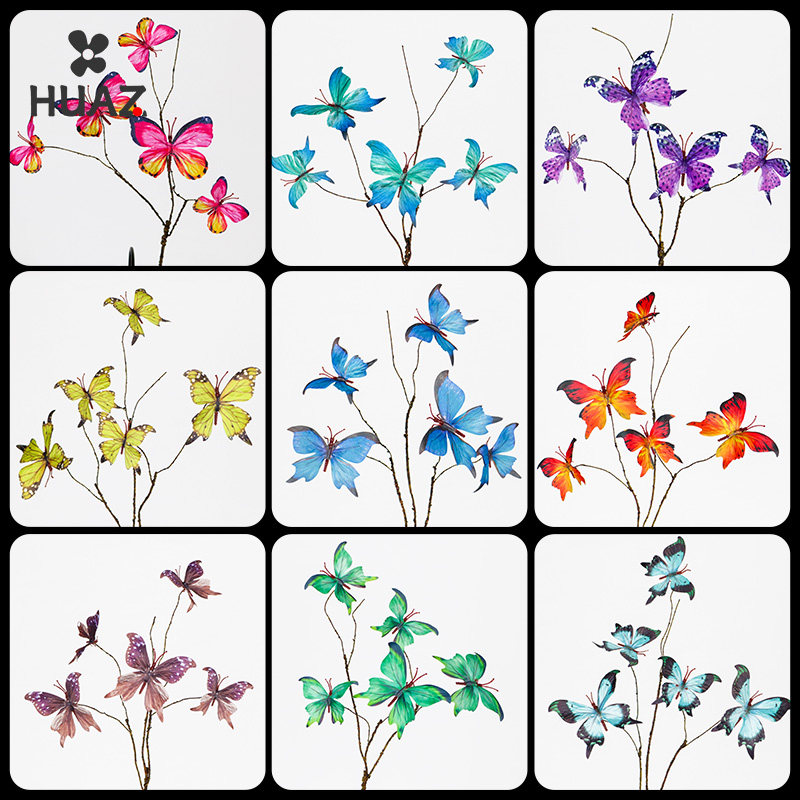 枯枝蝴蝶复古艺术插花创意鲜花花束装饰假花仿真蝴蝶道具,淘宝优惠券,粉丝福利购,淘宝优惠卷