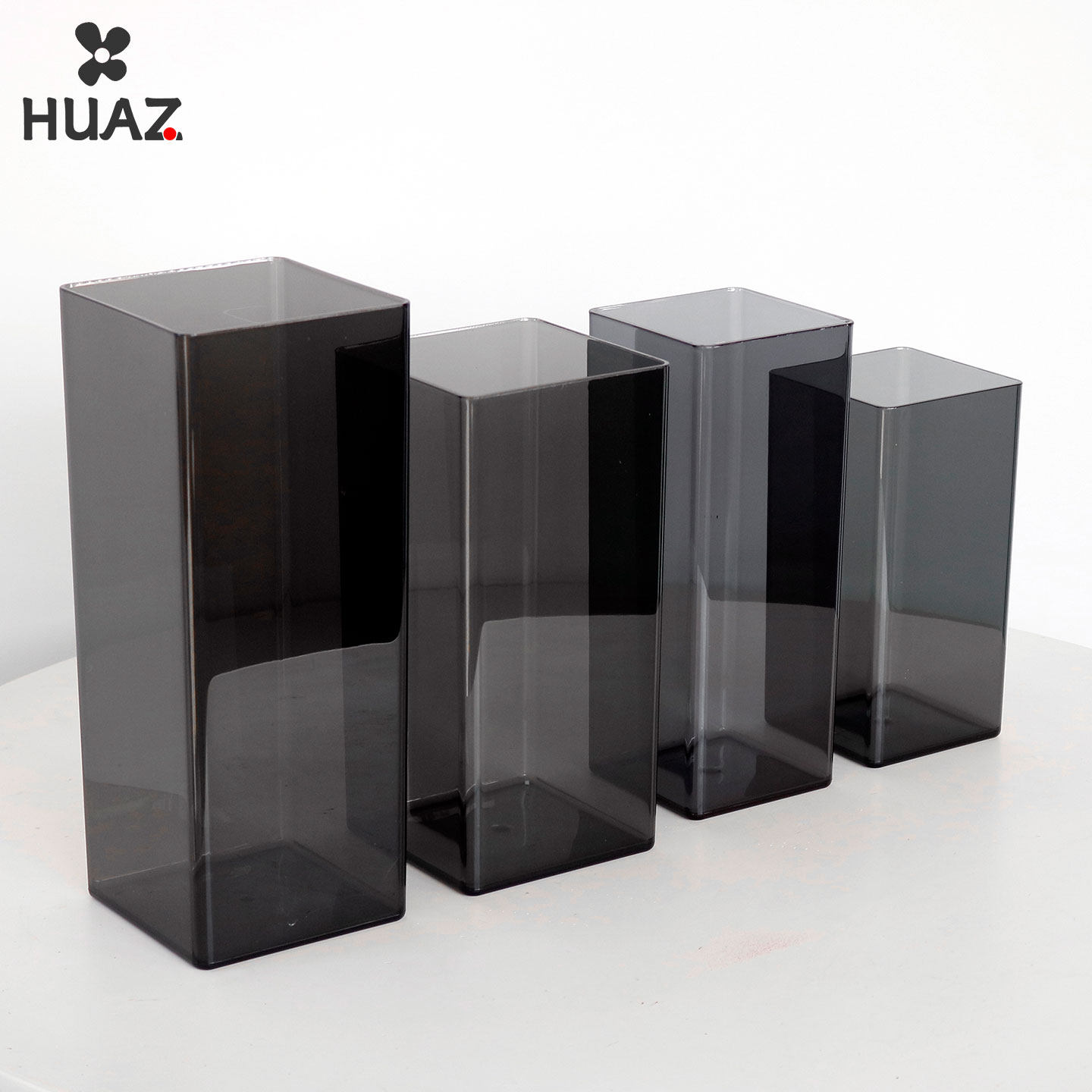 方形花瓶黑色透明花桶加厚PET塑料水桶插花瓶容器花店家居摆件,淘宝优惠券,粉丝福利购,淘宝优惠卷