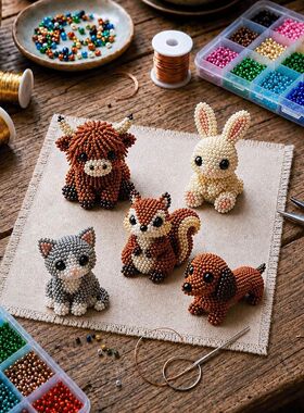 New DIY 3D Cute Animal Bead Craft Set with Colorful Bead Dec