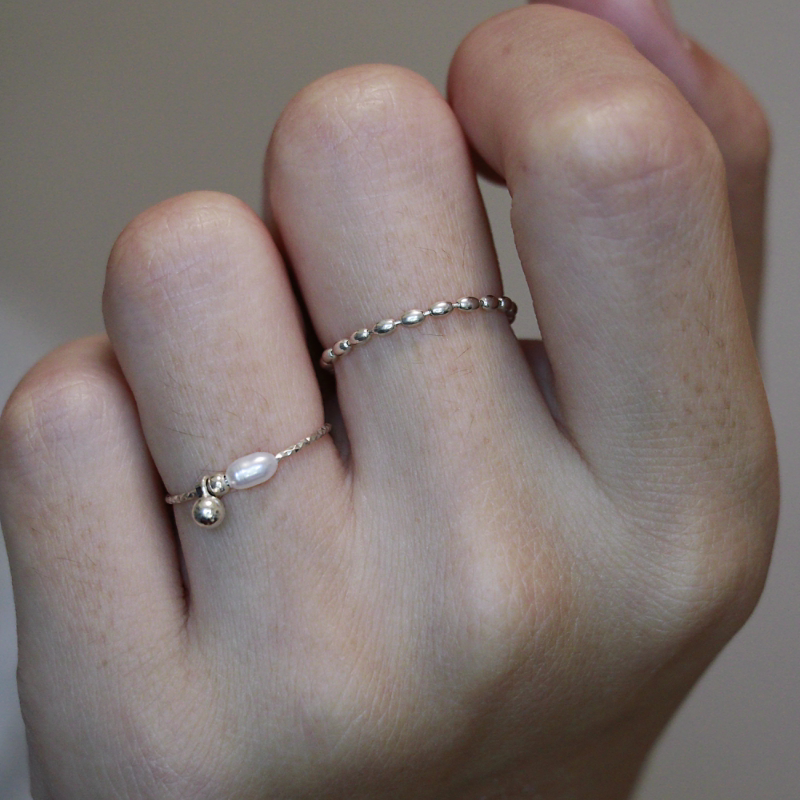 Ring Women's 925 sterling silver bead ring commuting, simple, versatile, light luxury, stackable, minimalist, non-fading, no need to take off the ring