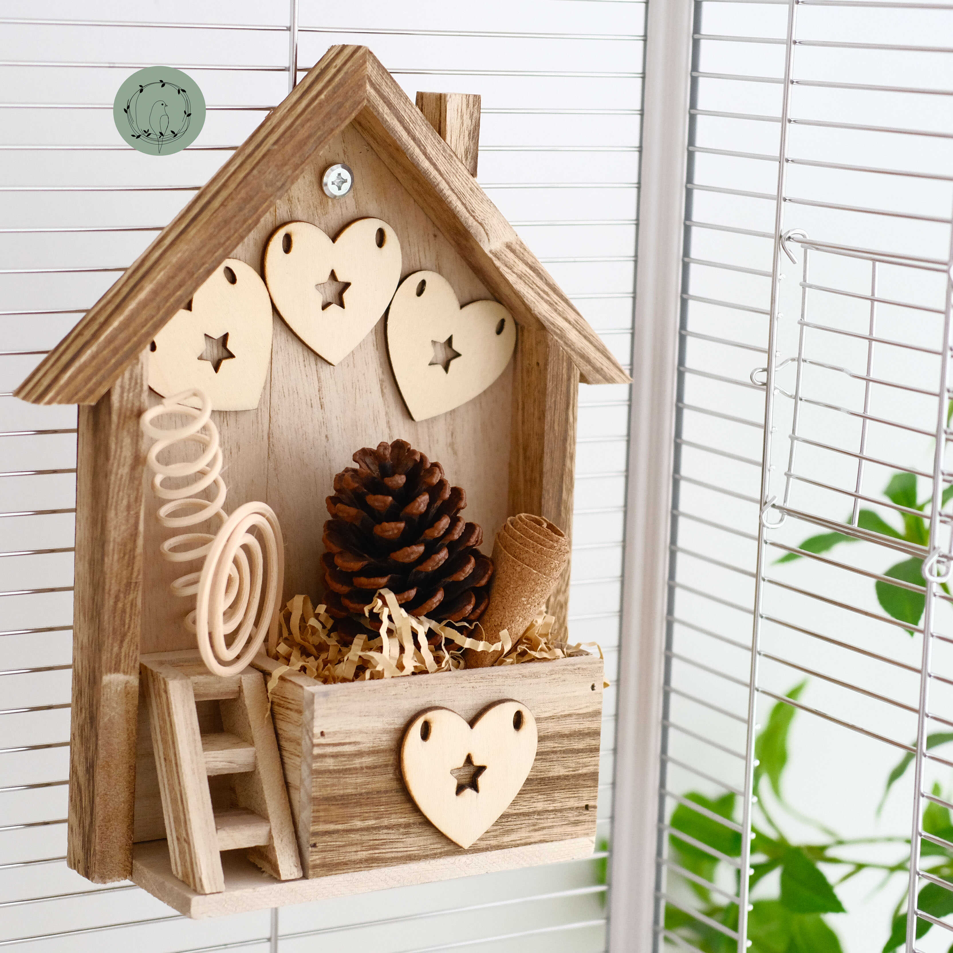 鹦鹉玩具小木屋房鸟笼装饰啃咬玩具大松果益智解闷用品牡丹玄凤 - 图3