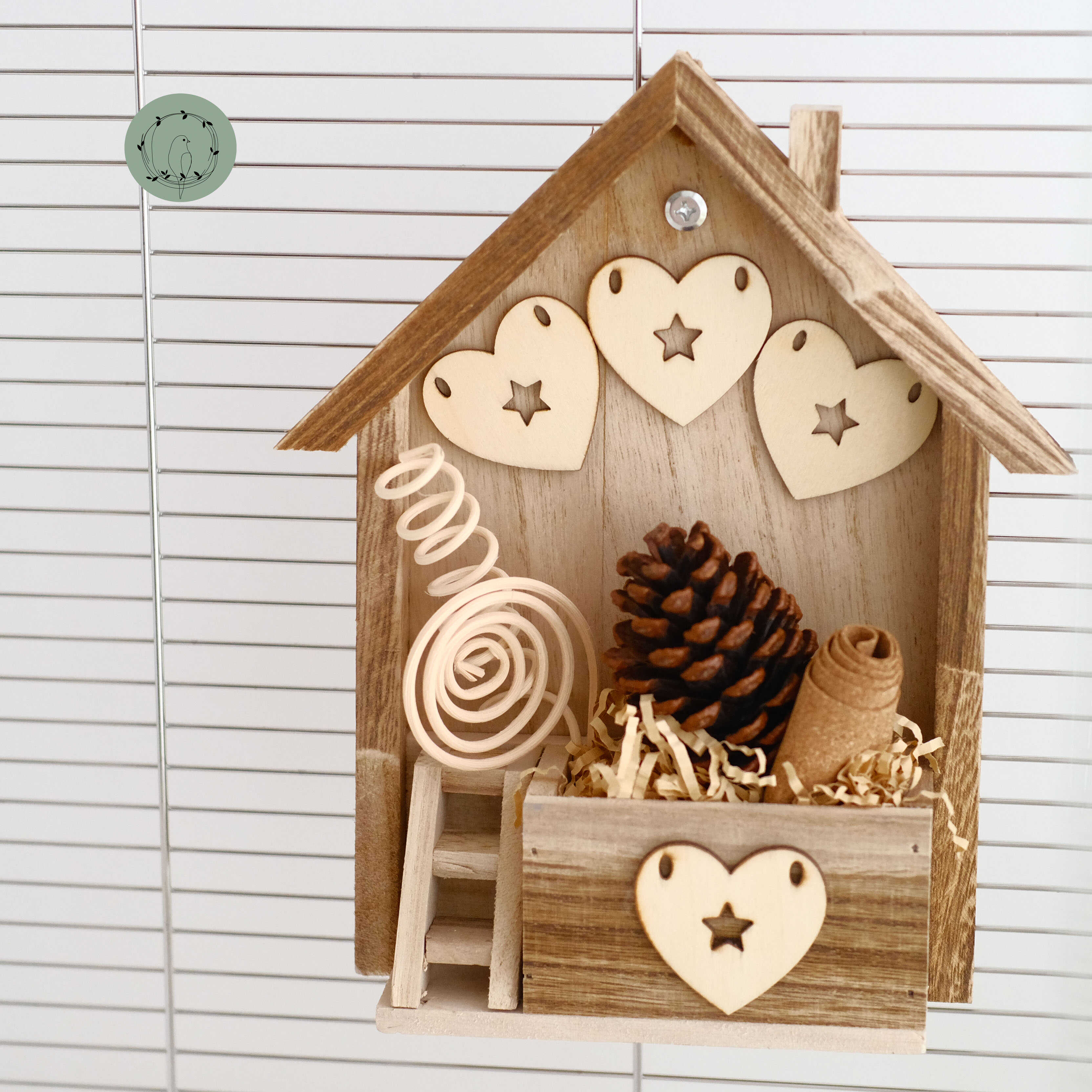 鹦鹉玩具小木屋房鸟笼装饰啃咬玩具大松果益智解闷用品牡丹玄凤 - 图1