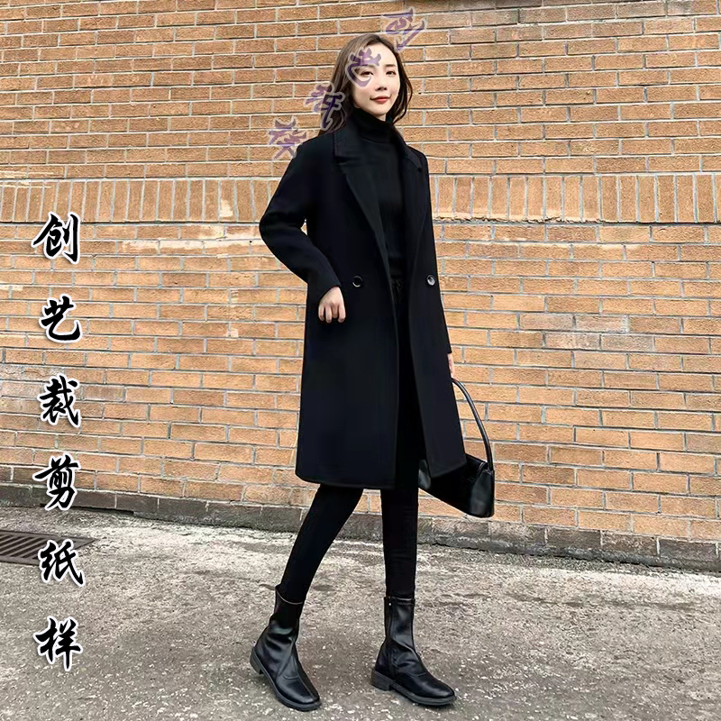 制衣样板图Q272双面羊绒毛呢大衣女中长款新款外套女秋冬季做衣服 - 图0