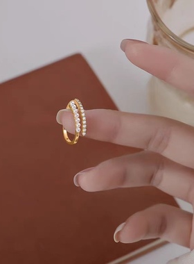 珍珠戒指女2024年新款潮时尚个性网红简约冷淡风小众设计食指环