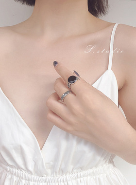 纯银ins潮风复古开口戒指