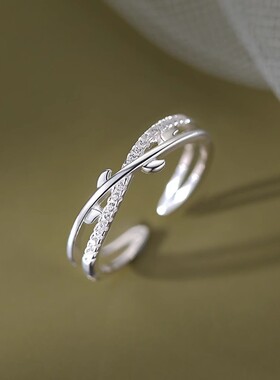 925纯银树枝芽戒指轻奢小众设计高级感食指开口戒2023年新款潮
