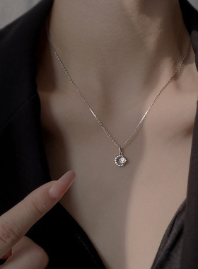 月亮项链925纯银吊坠女