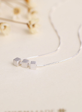 拉丝小清新银饰森系简雅吊坠项链