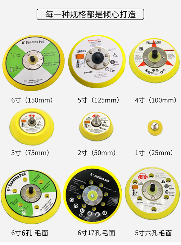 1寸2寸3寸4寸5寸6寸气动打磨机底盘配件植绒砂纸粘盘干磨机抛光盘-图1