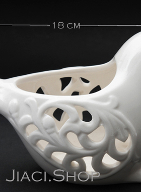 【嘉瓷】白色陶瓷小鸟家居装饰创意烛台北欧时尚花器摆件婚礼礼物