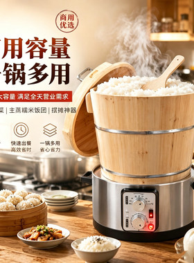 商用摆摊大容量电蒸锅木桶套装