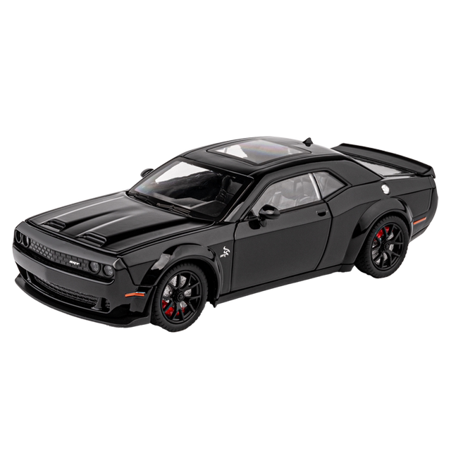 Hell Cat Car Model 1 24 Dodge Challenger Muscle Car Pull Back Sound Lighting Boy Toy Car Ornament
