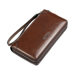 Bath vintage men's cowhide leather long zipper clutch