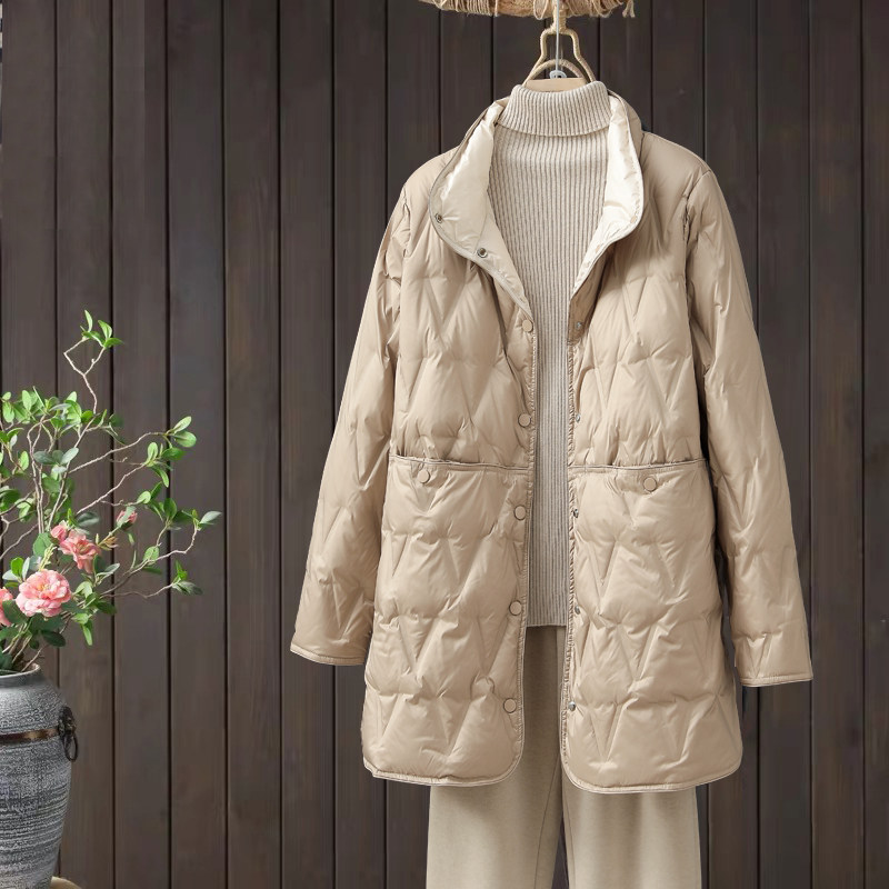 双面轻薄羽绒服女2025新款冬季中长款大码200斤小个子中老年外套