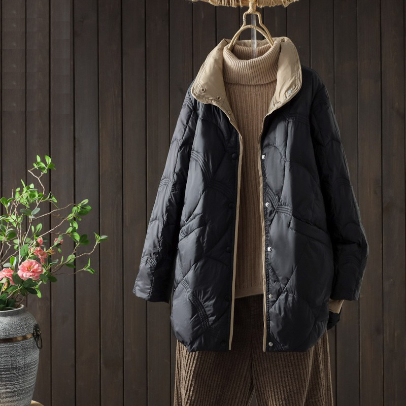 冬季轻薄羽绒服女2024年新款中长款大码宽松显瘦白鸭绒薄款外套潮