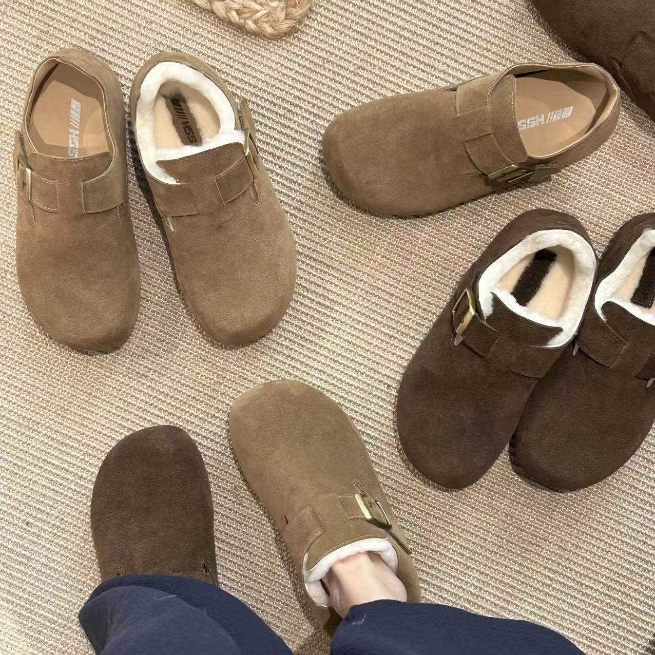 H55女鞋Classic经典勃肯2025新款魔术贴软皮懒人平底全包勃肯鞋,淘宝优惠券,粉丝福利购,淘宝优惠卷