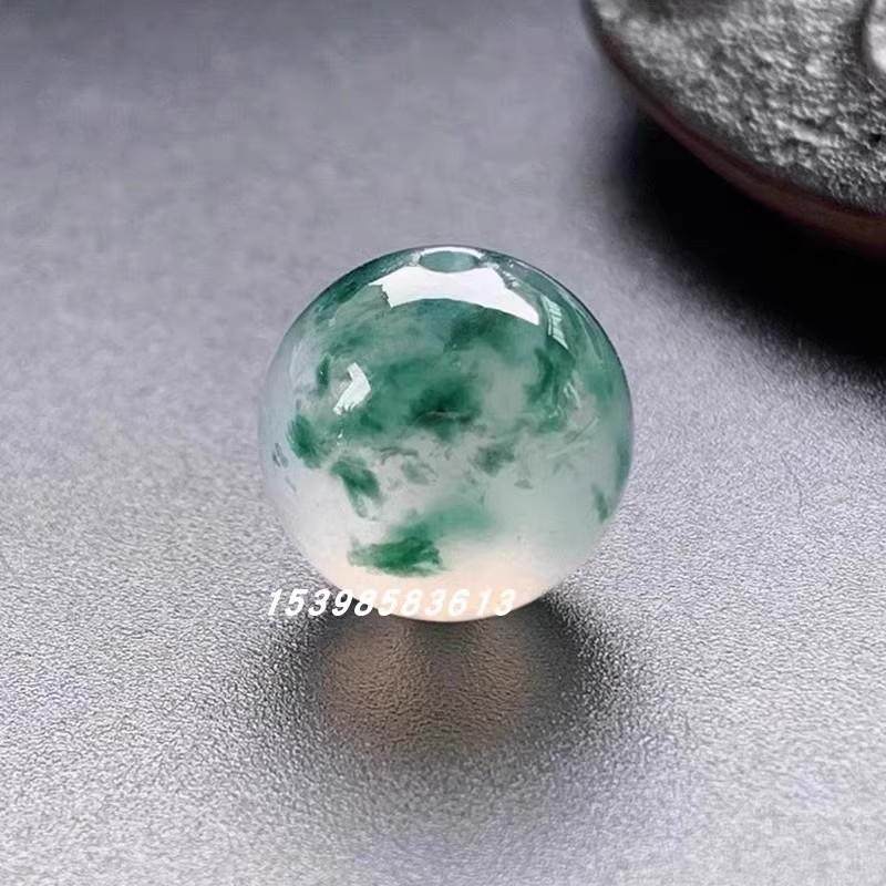 天然缅甸老坑A货翡翠飘蓝花圆珠子冰种散珠单颗玉石手串佛珠手链,淘宝优惠券,粉丝福利购,淘宝优惠卷
