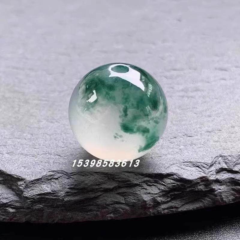 天然缅甸老坑A货翡翠飘蓝花圆珠子冰种散珠单颗玉石手串佛珠手链,淘宝优惠券,粉丝福利购,淘宝优惠卷
