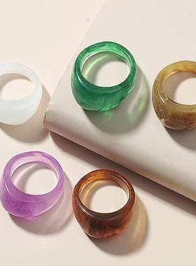 树脂透明装饰彩色戒指Ring指环