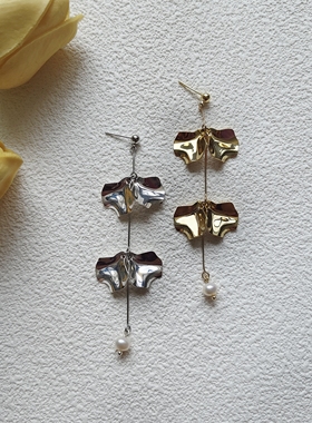kari show温柔千金风贝壳花瓣蓝色小花朵水滴流苏饰品合集