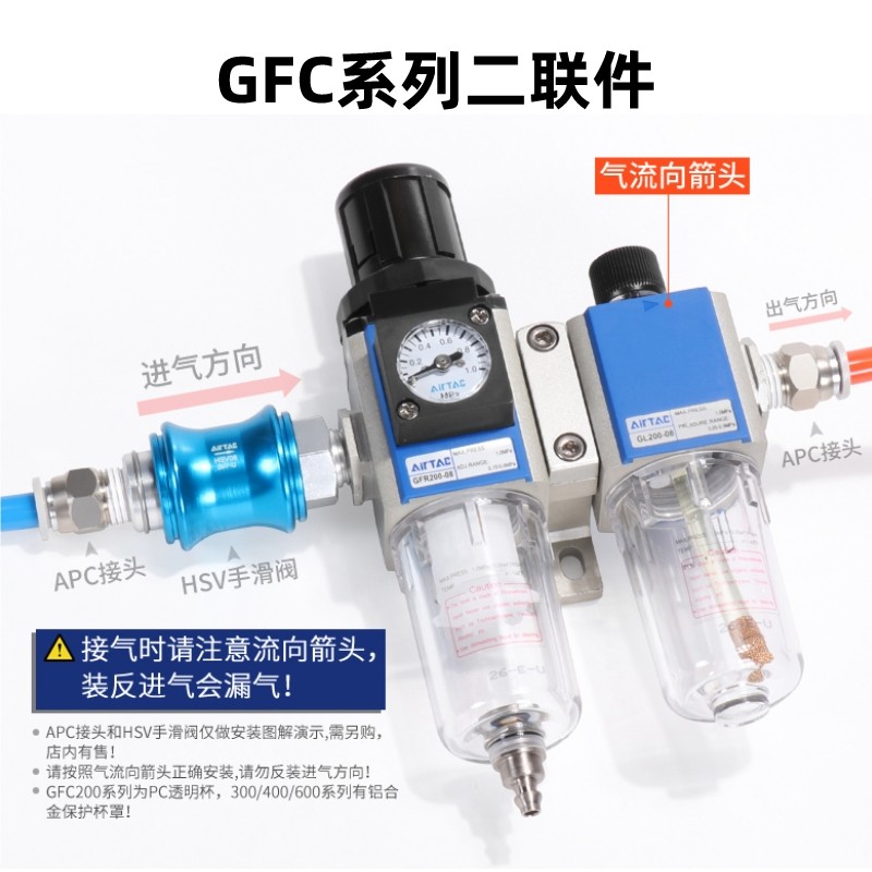 亚德客G系列GC/GFC/GFR两联件气源处理器空压机油水分离器过滤器,淘宝优惠券,粉丝福利购,淘宝优惠卷