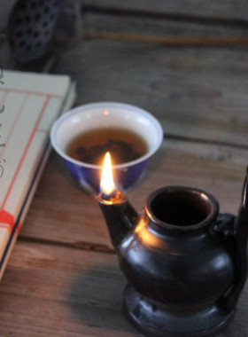 老式陶瓷古代茶道装饰油灯盏