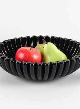 轻奢黑锯齿边贝壳水果碗装饰收纳家果盘色居摆件YSY样板房酒店摆
