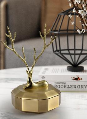 轻奢创意收纳小首饰品盒铜色手工北欧式新中山婚礼品玄关摆件