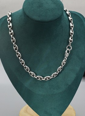 CH潮牌复古泰银猪鼻子拼接项链情侣朋克高级潮男女同款毛卫衣链