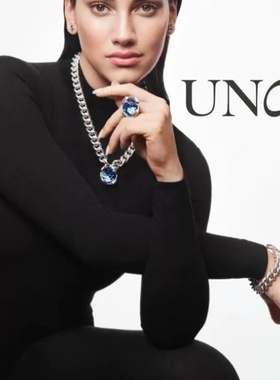 西班牙UNde50四方形蓝粉水晶戒指情侣欧美轻奢精美奢华珠宝指环戒