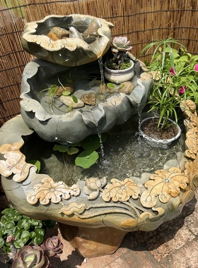 石头鱼缸鱼池流水摆件客厅玄关阳台石盆石材石槽办公室桌面招财