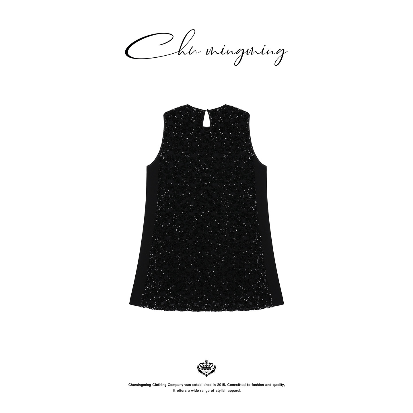 CHU楚妞[星墨]网纱亮片背心连衣裙2026春季新款女高级感小黑裙子,淘宝优惠券,粉丝福利购,淘宝优惠卷