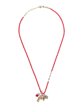 好事花生玛瑙串珠项链小马吊坠