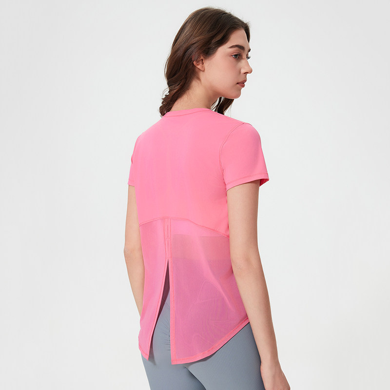 春夏宽松瑜伽服短袖运动T恤女速干网纱普拉提罩衫跑步健身服上衣,淘宝优惠券,粉丝福利购,淘宝优惠卷