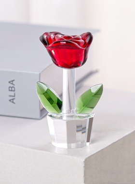 淄博博山水晶琉璃迷你盆栽花办公室绿植小摆件仿真花朵装饰纪念品