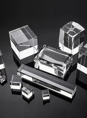 水晶立方体光学六面棱镜方块拍照摄影道具方形圆形玻璃高级感底座