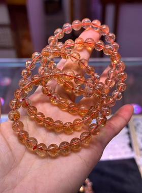 上新！厂家直销一手货源！天然水晶白水体爆闪金太阳手链超性价比