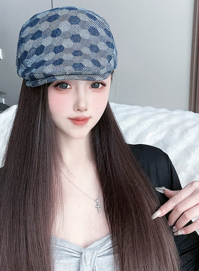 新款春夏英伦格纹男女鸭舌前进帽